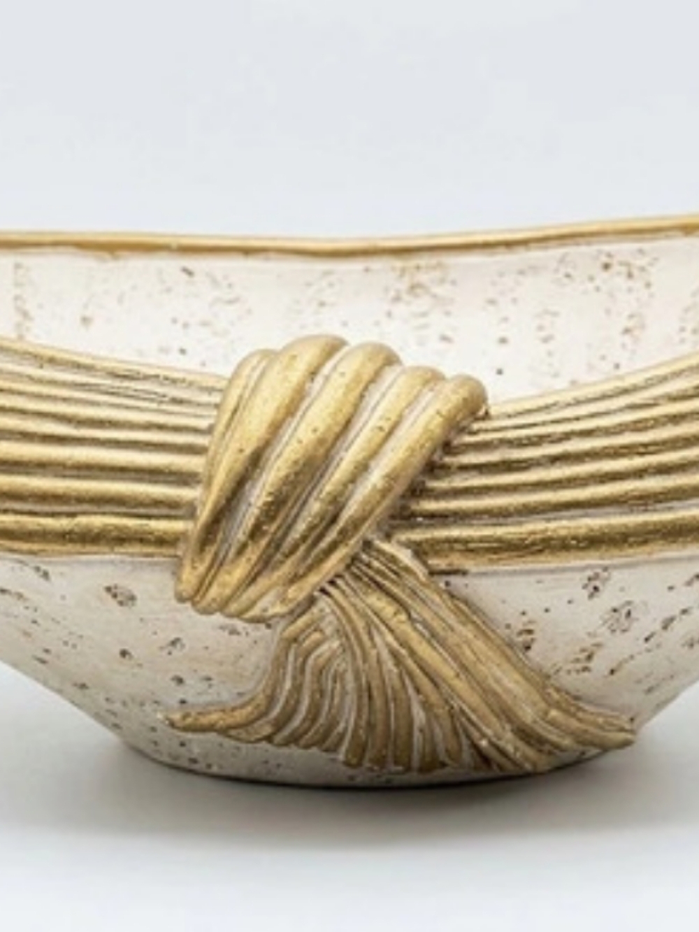 Jaru Sculptural Cream & Gold Decor Bowl